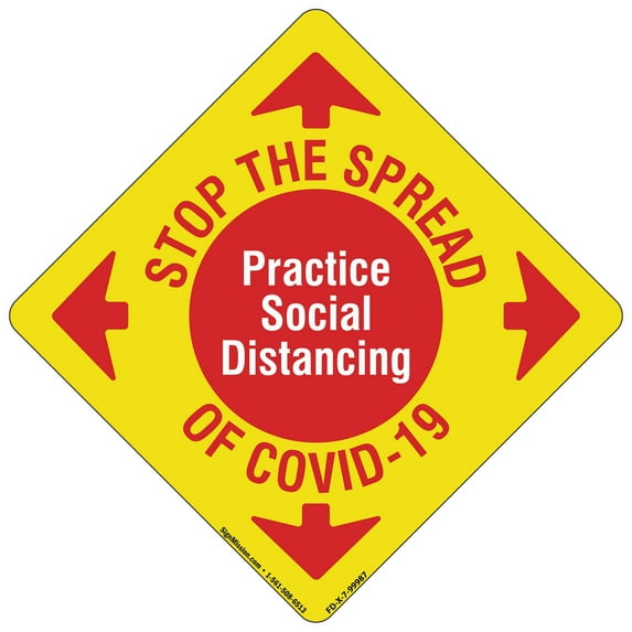 Coronavirus Stop The Spread Non-Slip Floor Graphic | 6 Pack of 7" Vinyl Decal | Protect Your Business, Work Place & Customers | Made in The USA