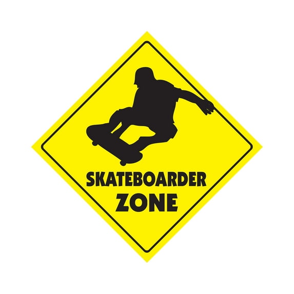 Skateboarder Crossing Plastic Sign Decal Zone Xing sport skateboarding skateboar