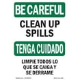 thumbnail image 1 of OSHA BE CAREFUL Sign - Clean Up Spills Bilingual | Aluminum Sign | Protect Your Business, Construction Site, Warehouse & Shop Area | Made in the USA, 1 of 6