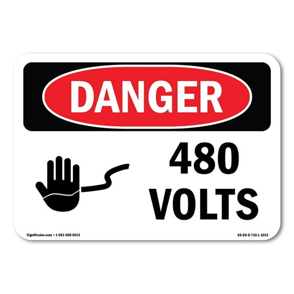OSHA Danger Sign - 480 Volts | Aluminum Sign | Protect Your Business, Construction Site, Warehouse & Shop Area | Made in The USA