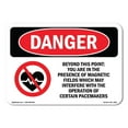 thumbnail image 1 of SignMission OS-DS-A-710-L-1639 7 x 10 in. OSHA Danger Sign - Beyond This Point Magnetic Fields, 1 of 6