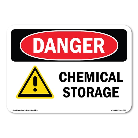 SignMission OS-DS-A-710-L-1060 7 x 10 in. OSHA Danger Sign - Chemical Storage