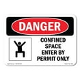 thumbnail image 1 of OSHA Danger Sign - Confined Space Enter By Permit Only |  Aluminum Sign | Protect Your Business, Construction Site, Warehouse & Shop Area |  Made in The USA, 1 of 6