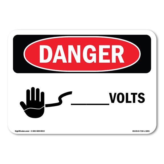 OSHA Danger Sign - Custom -Volts |  Aluminum Sign | Protect Your Business, Construction Site, Warehouse & Shop Area |  Made in The USA