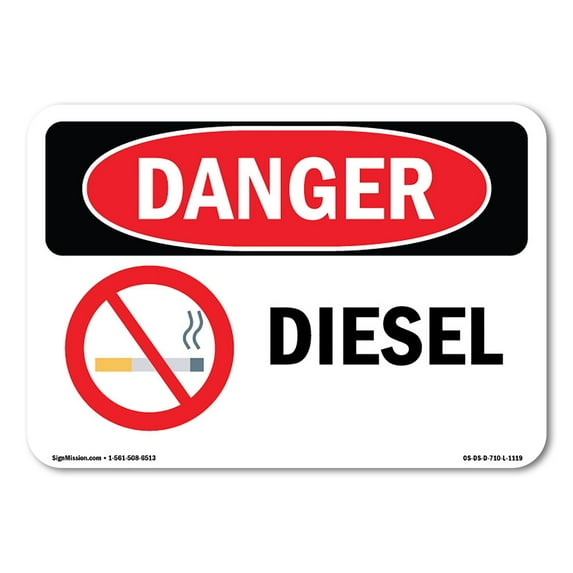 SignMission OS-DS-A-710-L-1119 7 x 10 in. OSHA Danger Sign - Diesel