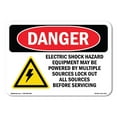 thumbnail image 1 of SignMission OS-DS-A-710-L-2311 7 x 10 in. OSHA Danger Sign - Electric Shock Hazard Equipment, 1 of 6
