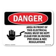 thumbnail image 1 of OSHA Danger Sign - Electrical Panel Keep Clear |  Aluminum Sign | Protect Your Business, Construction Site, Warehouse & Shop Area |  Made in The USA, 1 of 6