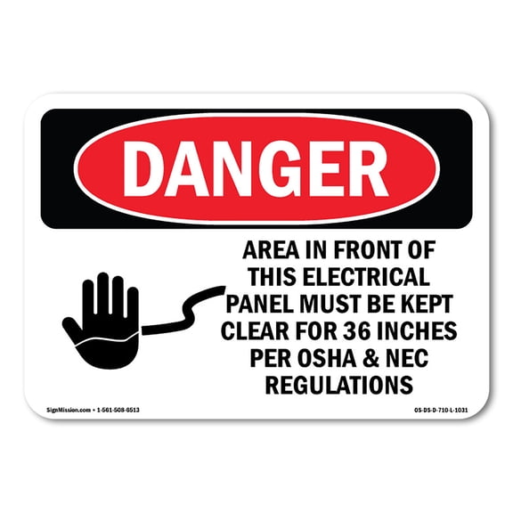 OSHA Danger Sign - Electrical Panel Keep Clear |  Aluminum Sign | Protect Your Business, Construction Site, Warehouse & Shop Area |  Made in The USA