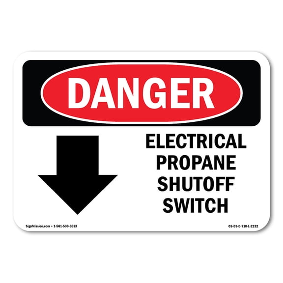 OSHA Danger Sign - Electrical Propane Shutoff Switch |  Aluminum Sign | Protect Your Business, Construction Site, Warehouse & Shop Area |  Made in The USA