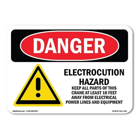 OSHA Danger Sign - Electrocution Hazard Crane |  Aluminum Sign | Protect Your Business, Construction Site, Warehouse & Shop Area |  Made in The USA
