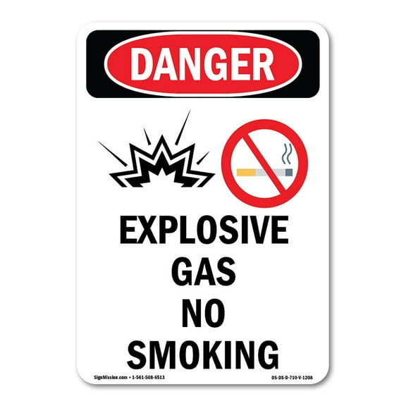 OSHA Danger Sign -  Explosive Gas No Smoking |  Aluminum Sign | Protect Your Business, Construction Site, Warehouse & Shop Area |  Made in The USA