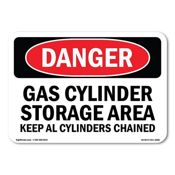 SignMission OS-DS-A-710-L-2055 7 x 10 in. OSHA Danger Sign - Gas Cylinder Storage Area Keep All Cylinders