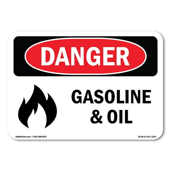 OSHA Danger Sign - Gasoline And Oil | Aluminum Sign | Protect Your Business, Construction Site, Warehouse & Shop Area | Made in The USA