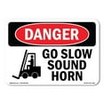thumbnail image 1 of OSHA Danger Sign - Go Slow Sound Horn |  Aluminum Sign | Protect Your Business, Construction Site, Warehouse & Shop Area |  Made in The USA, 1 of 6