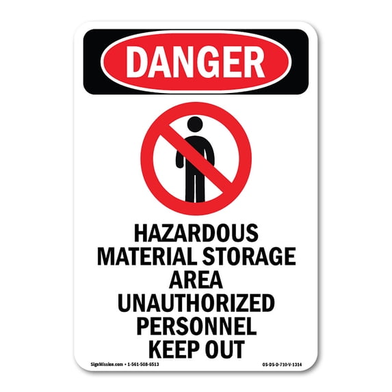 SignMission OS-DS-A-710-V-1314 7 x 10 in. OSHA Danger Sign - Hazardous Material