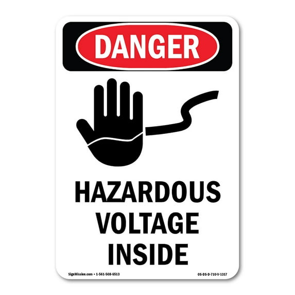 SignMission OS-DS-A-710-V-1317 7 x 10 in. OSHA Danger Sign - Hazardous Voltage Inside