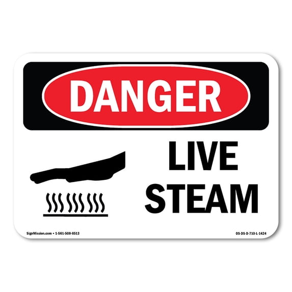 OSHA Danger Sign - Live Steam | Aluminum Sign | Protect Your Business, Construction Site, Warehouse & Shop Area | Made in The USA