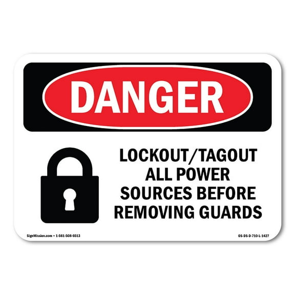 OSHA Danger Sign - Lockout Tagout All Power Sources |  Aluminum Sign | Protect Your Business, Construction Site, Warehouse & Shop Area |  Made in The USA