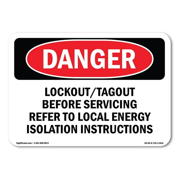 OSHA Danger Sign - Lockout Tagout Before Servicing Refer To | Aluminum Sign | Protect Your Business, Construction Site, Shop Area | Made in The USA