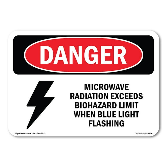 OSHA Danger Sign - Microwave Radiation Blue Light Flashing | Aluminum Sign | Protect Your Business, Construction Site, Shop Area | Made in The USA