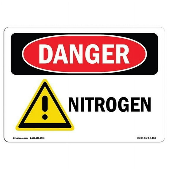 SignMission OS-DS-A-710-L-1458 7 x 10 in. OSHA Danger Sign - Nitrogen