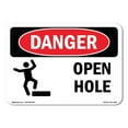 thumbnail image 1 of OSHA Danger Sign - Open Hole |  Aluminum Sign | Protect Your Business, Construction Site, Warehouse & Shop Area |  Made in The USA, 1 of 6