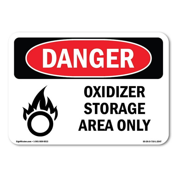 SignMission OS-DS-A-710-L-2047 7 x 10 in. OSHA Danger Sign - Oxidizer Storage Area Only