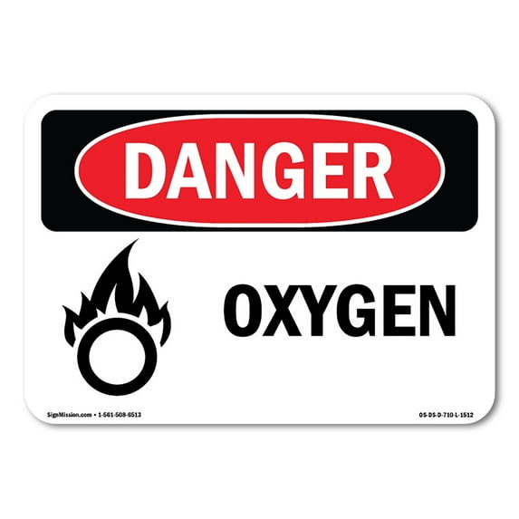 SignMission OS-DS-A-710-L-1512 7 x 10 in. OSHA Danger Sign - Oxygen