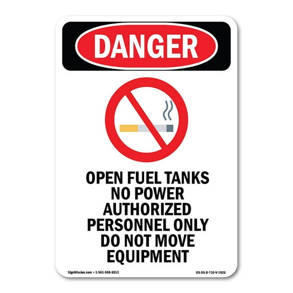 SignMission OS-DS-A-710-V-1926 7 x 10 in. OSHA Danger Sign - Portrait Open Fuel Tanks