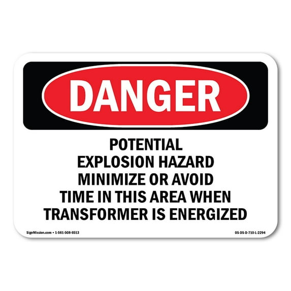 SignMission OS-DS-A-710-L-2294 7 x 10 in. OSHA Danger Sign - Potential Explosion Hazard Minimize or Avoid