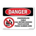 thumbnail image 1 of OSHA Danger Sign - Underground Cable Call Custom |  Aluminum Sign | Protect Your Business, Construction Site, Warehouse & Shop Area |  Made in The USA, 1 of 6
