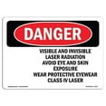 thumbnail image 1 of OSHA Danger Sign - Visible And Invisible Laser Radiation |  Aluminum Sign | Protect Your Business, Construction Site, Shop Area |  Made in The USA, 1 of 6
