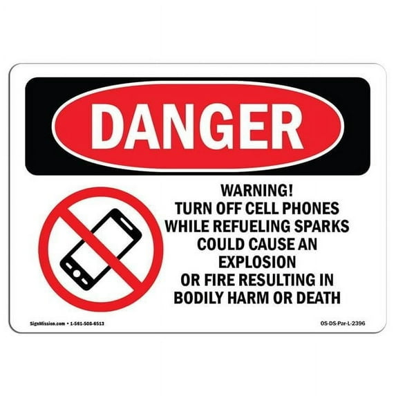 OSHA Danger Sign - Warning! Turn Off Cell Phones | Aluminum Sign | Protect Your Business, Construction Site, Warehouse & Shop Area | Made in The USA