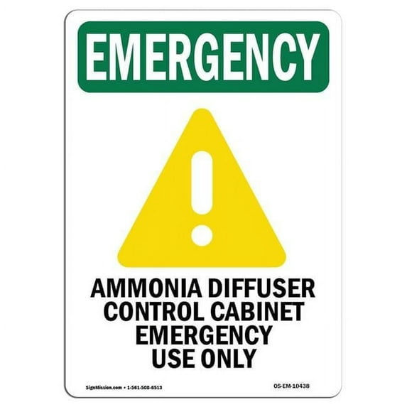 SignMission OS-EM-A-710-V-10438 7 x 10 in. OSHA Emergency Sign - Ammonia with Symbol