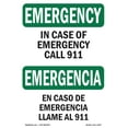 thumbnail image 1 of SignMission OS-EM-A-710-L-10337 7 x 10 in. OSHA Emergency Sign - In Case of Call 911 Bilingual, 1 of 6