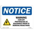 thumbnail image 1 of OSHA Notice Sign - Warning Turn Off Photovoltaic |  Aluminum Sign | Protect Your Business, Construction Site, Warehouse & Shop Area |  Made in the USA, 1 of 6