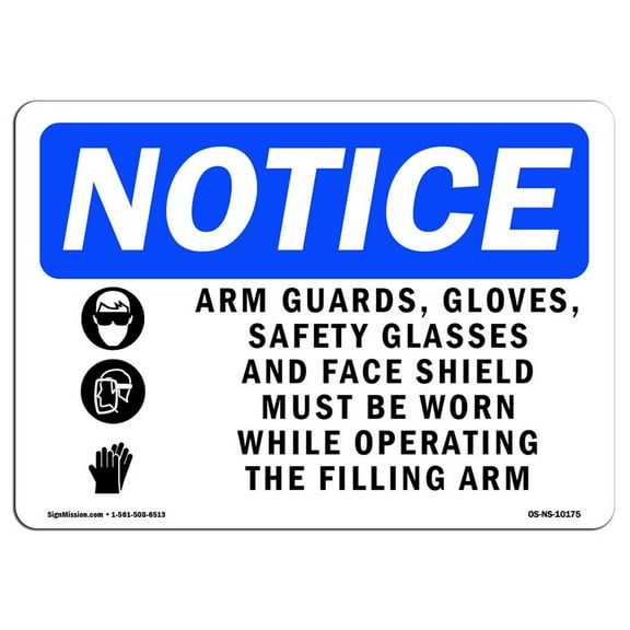 OSHA Notice Sign - Arm Guards Gloves Safety Glasses | Aluminum Sign | Protect Your Business Construction Site Warehouse & Shop Area |  Made in the USA