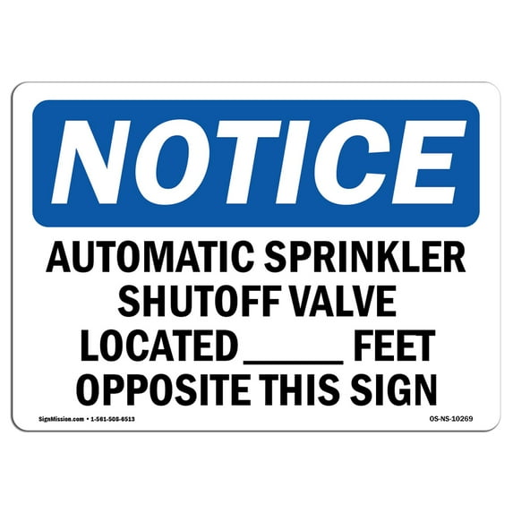 OSHA Notice Sign - Automatic Sprinkler Shutoff Valve Located | Aluminum Sign | Protect Your Business, Work Site, Warehouse & Shop Area | Made in the USA