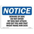 thumbnail image 1 of OSHA Notice Sign - Beware Of Dog Do Not Enter My Dog May Attack |  Aluminum Sign | Protect Your Business, Work Site, Warehouse & Shop Area |  Made in the USA, 1 of 6