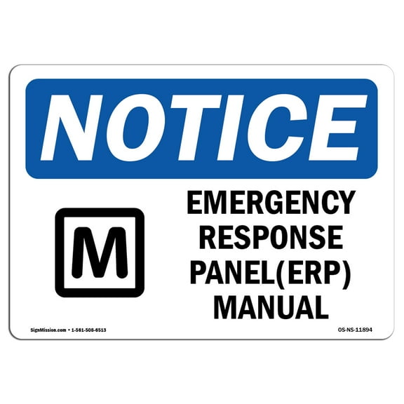 SignMission OS-NS-A-710-L-11894 7 x 10 in. OSHA Notice Sign - Emergency Response Plan ERP Manual