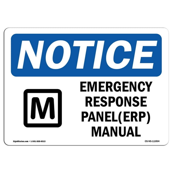 SignMission OS-NS-A-710-L-11894 7 x 10 in. OSHA Notice Sign - Emergency Response Plan ERP Manual