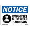 thumbnail image 1 of OSHA Notice Sign - NOTICE Employees Must Wear Hard Hats 10" X 7" Aluminum Sign Protect Your Business, Construction Site, Warehouse & Shop Area, 1 of 6