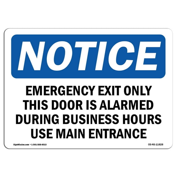 OSHA Notice Sign - Emergency Exit Only This Door Is Alarmed | Aluminum Sign | Protect Your Business, Work Site, Warehouse & Shop Area | Made in the USA