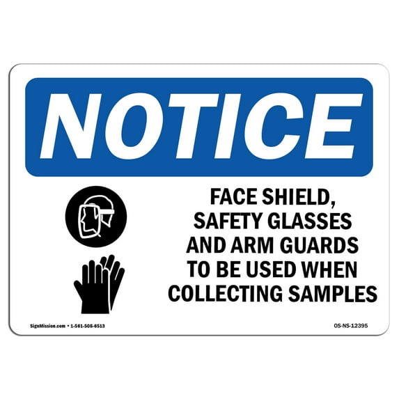 OSHA Notice Sign - Face Shields Safety Glasses | Aluminum Sign | Protect Your Business Construction Site Warehouse & Shop Area | Made in the USA