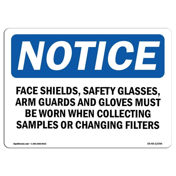 OSHA Notice Sign - Face Shields Safety Glasses Arm Guards | Aluminum Sign | Protect Your Business Work Site Warehouse & Shop Area | Made in the USA