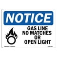 thumbnail image 1 of OSHA Notice Sign - Gas Line No Matches Or Open Lights |  Aluminum Sign | Protect Your Business, Construction Site, Warehouse & Shop Area |  Made in the USA, 1 of 6