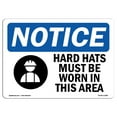 thumbnail image 1 of OSHA Notice Sign - Hard Hats Must Be Worn In This Area |  Aluminum Sign | Protect Your Business, Construction Site, Warehouse & Shop Area |  Made in the USA, 1 of 6