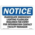 thumbnail image 1 of SignMission OS-NS-A-710-L-13683 7 x 10 in. OSHA Notice Sign - Inadequate Emergency Lighting Flashlight, 1 of 6