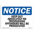 thumbnail image 1 of OSHA Notice Sign - Keep Out Absolutely No Trespassing Offenders |  Aluminum Sign | Protect Your Business, Work Site, Warehouse & Shop Area |  Made in the USA, 1 of 6