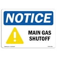thumbnail image 1 of OSHA Notice Sign - NOTICE Main Gas Shutoff |  Aluminum Sign | Protect Your Business, Construction Site, Warehouse & Shop Area |  Made in the USA, 1 of 6